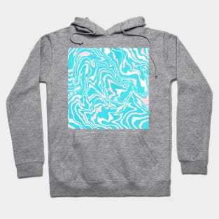 Turquoise and Peach Digital Paint Pour Hoodie